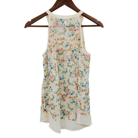 Charming Charlie Womens Floral Sleeveless Tank Top Blouse Sz S White V-Neck - Picture 2 of 11